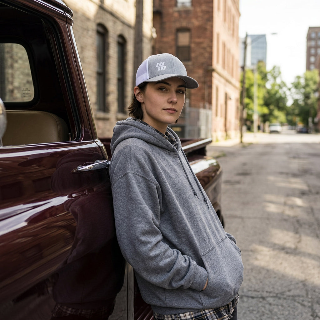 Casquette Western Motors TRUCKER grise et blanche